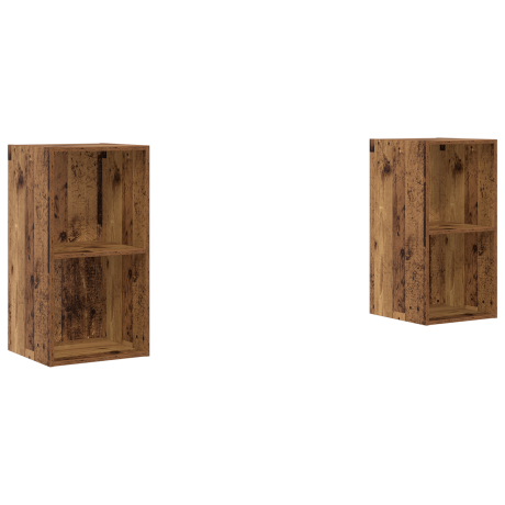 vidaXL Wand TV Kast 2 pcs Oude hout 37 x 37 x 72 cm Bewerkt hout afbeelding2 - 1