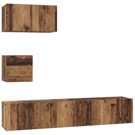 vidaXL Wand TV Kast 4 pcs Oud hout 80 x 30 x 30.5 cm Bewerkt hout afbeelding2 - 1