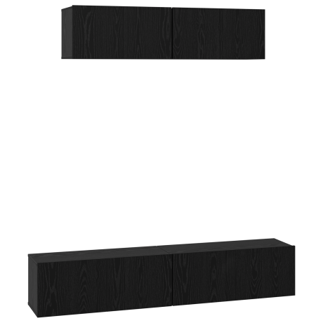 vidaXL Wand TV Kast Anders 4 pcs Zwart Eiken Small 80 x 30 x 30.5 cm afbeelding2 - 1