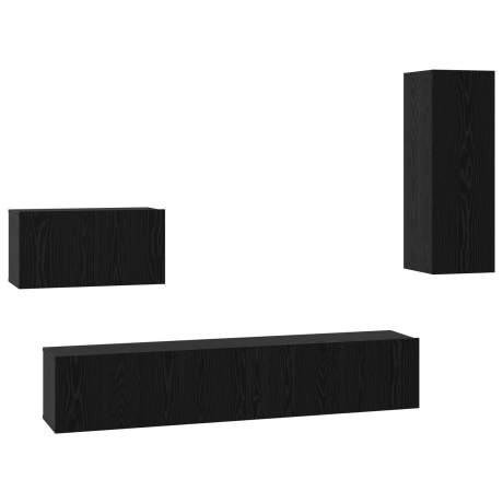vidaXL Wand TV Kast met plank Anders met opslag met de deur 4 pcs Zwart eiken afbeelding2 - 1