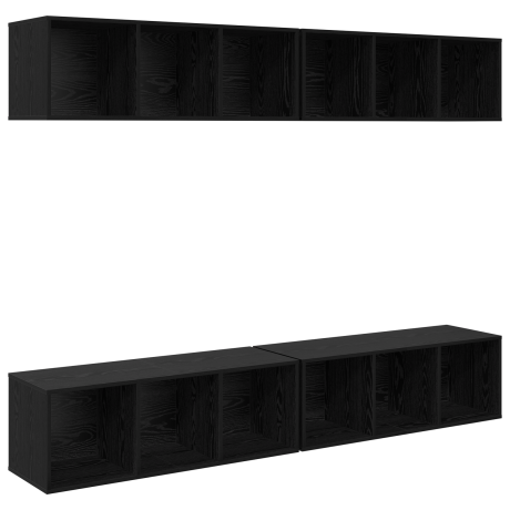 vidaXL Wand TV Kast met plank met opslag 4 pcs Zwart eiken 37 x 37 x 107.5 cm afbeelding2 - 1