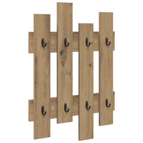 vidaXL Wandgemonteerde kapstok Ambachtelijk eiken 60 x 3 x 82 cm afbeelding2 - 1