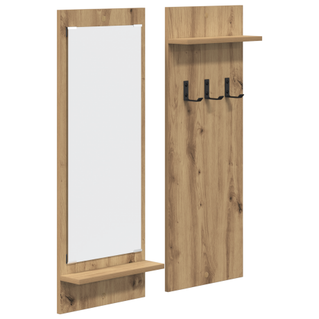 vidaXL Wandgemonteerde kapstok Ambachtelijk eiken 70 x 10 x 90 cm afbeelding2 - 1