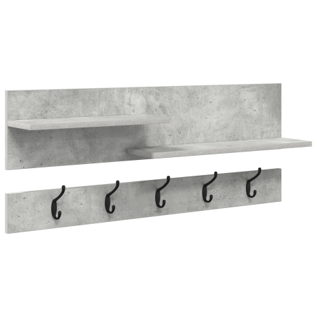 vidaXL Wandgemonteerde kapstok Betongrijs 90 x 15 x 36 cm Bewerkt hout afbeelding2 - 1