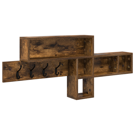 vidaXL Wandgemonteerde kapstok Gerookt eiken 100 x 12 x 43.5 cm afbeelding2 - 1