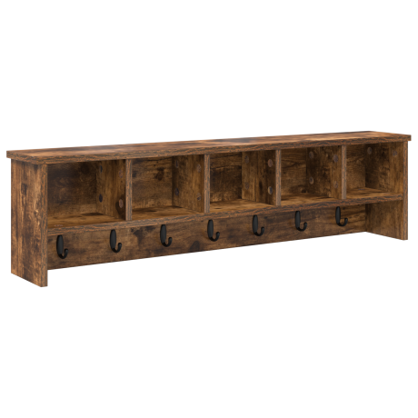 vidaXL Wandgemonteerde kapstok Gerookt eiken 100 x 16 x 26 cm afbeelding2 - 1