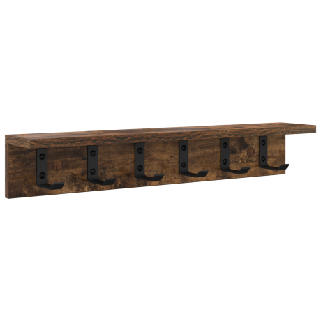 vidaXL Wandgemonteerde kapstok Gerookt eiken 60 x 10.5 x 10.5 cm afbeelding2 - 1