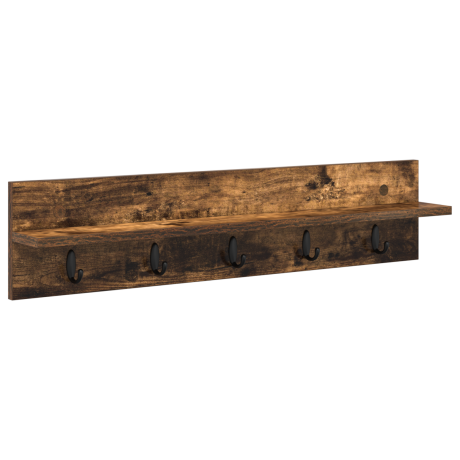 vidaXL Wandgemonteerde kapstok Gerookt eiken 80 x 10.5 x 18 cm afbeelding2 - 1