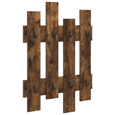 vidaXL Wandgemonteerde kapstok met opslag Gerookt eiken 60 x 3 x 82 cm afbeelding2 - 1