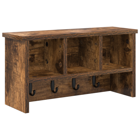 vidaXL Wandgemonteerde kapstok met plank Gerookt eiken 50 x 16 x 26 cm afbeelding2 - 1