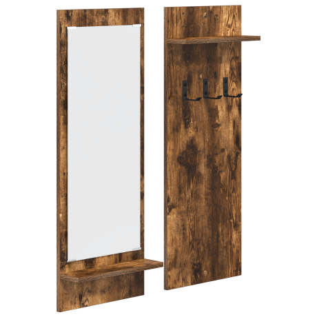 vidaXL Wandgemonteerde kapstok met plank Gerookt eiken 70 x 10 x 90 cm afbeelding2 - 1
