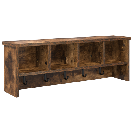 vidaXL Wandgemonteerde kapstok met plank Gerookt eiken 75 x 16 x 26 cm afbeelding2 - 1