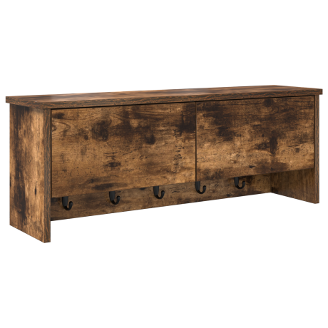 vidaXL Wandgemonteerde kapstok met plank Gerookt eiken 80 x 20 x 30 cm afbeelding2 - 1