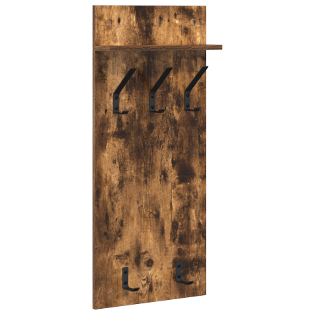 vidaXL Wandgemonteerde kapstok met plank Gerookt eiken 90 x 40 x 10 cm afbeelding2 - 1