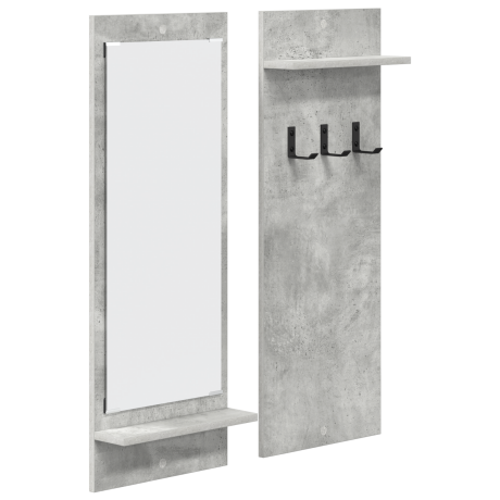 vidaXL Wandgemonteerde kapstok met plank met opslag met spiegel Beton grijs 70 x 10 x 90 cm afbeelding2 - 1