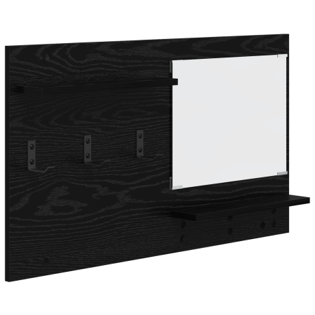 vidaXL Wandgemonteerde kapstok met plank met opslag met spiegel Zwart eiken 90 x 10 x 50 cm afbeelding2 - 1