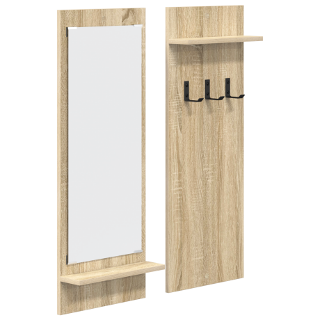 vidaXL Wandgemonteerde kapstok met plank met opslag Sonoma eiken 70 x 10 x 90 cm afbeelding2 - 1