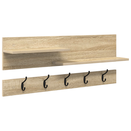 vidaXL Wandgemonteerde kapstok met plank met opslag Sonoma eiken 90 x 15 x 36 cm afbeelding2 - 1