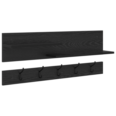 vidaXL Wandgemonteerde kapstok met plank met opslag Zwart eiken 90 x 15 x 36 cm afbeelding2 - 1