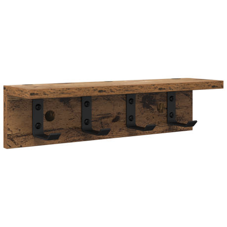 vidaXL Wandgemonteerde kapstok met plank Oud hout 40 x 10.5 x 10.5 cm afbeelding2 - 1