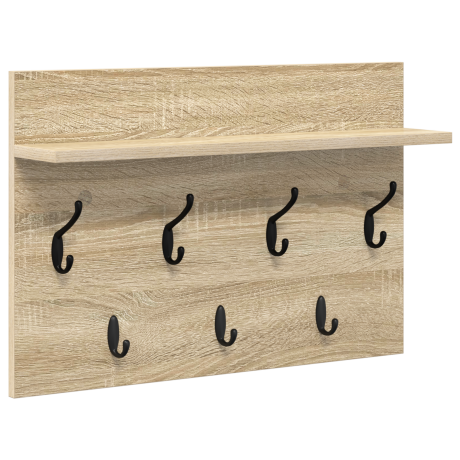 vidaXL Wandgemonteerde kapstok met plank Sonoma eiken 60 x 40 x 12 cm afbeelding2 - 1
