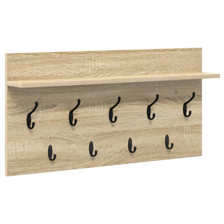 vidaXL Wandgemonteerde kapstok met plank Sonoma eiken 80 x 40 x 12 cm afbeelding2 - 1