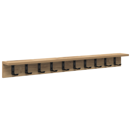 vidaXL Wandgemonteerde kapstok met plank Wandgemonteerd artisanaal eikenkleurig afbeelding2 - 1