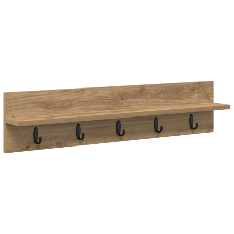 vidaXL Wandgemonteerde kapstok met plank Wandgemonteerd artisanaal eikenkleurig afbeelding2 - 1