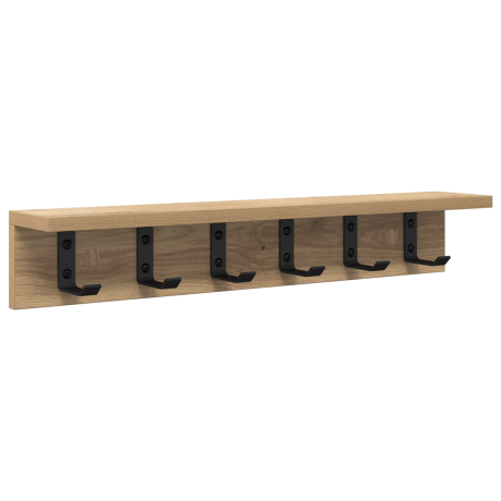 vidaXL Wandgemonteerde kapstok met plank Wandgemonteerd artisanaal eikenkleurig afbeelding2 - 1
