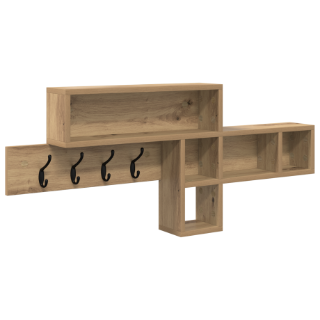 vidaXL Wandgemonteerde kapstok met plank Wandgemonteerd met opslag artisanaal eikenkleurig afbeelding2 - 1