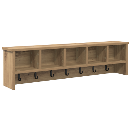 vidaXL Wandgemonteerde kapstok met plank Wandgemonteerd met opslag artisanaal eikenkleurig afbeelding2 - 1