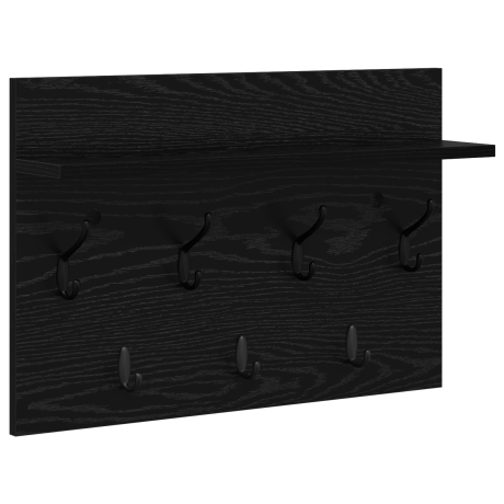 vidaXL Wandgemonteerde kapstok met plank Zwart eiken 60 x 40 x 12 cm afbeelding2 - 1