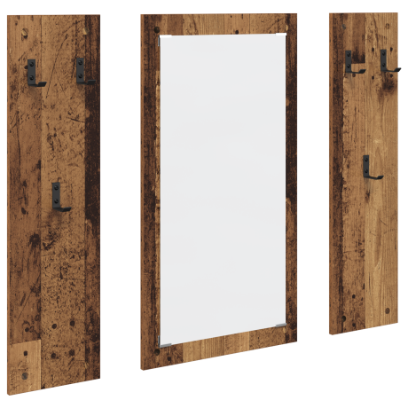 vidaXL Wandgemonteerde kapstok Oud hout 96 x 1.5 x 90 cm Bewerkt hout afbeelding2 - 1