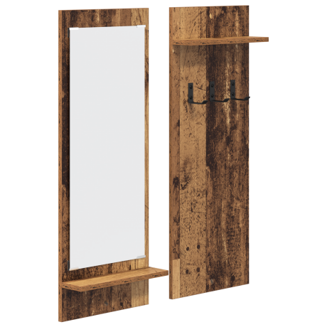vidaXL Wandgemonteerde kapstok Oude hout 70 x 10 x 90 cm Bewerkt hout afbeelding2 - 1