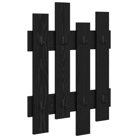 vidaXL Wandgemonteerde kapstok Zwart eiken 60 x 3 x 82 cm Bewerkt hout afbeelding2 - 1