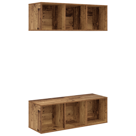 vidaXL Wandgemonteerde TV-kasten 2 pcs Oud hout 37 x 37 x 107.5 cm afbeelding2 - 1