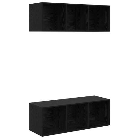 vidaXL Wandgemonteerde TV-kasten 2 pcs Zwart eiken 37 x 37 x 107.5 cm afbeelding2 - 1
