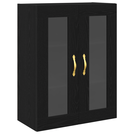 vidaXL Wandkast met glazen deuren 69,5x34x90 cm zwart eikenkleurig afbeelding2 - 1