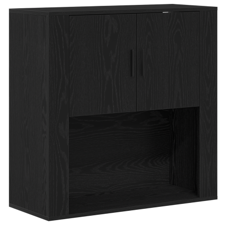 vidaXL Wandkast met plank Zwart eiken 80 x 33 x 80 cm Bewerkt hout afbeelding2 - 1
