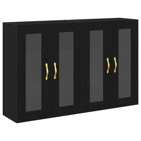 vidaXL Wandkasten 2 st 69,5x34x90 cm bewerkt hout zwart eikenkleurig afbeelding2 - 1