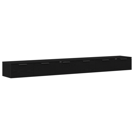 vidaXL Wandkasten 2 Stuks Zwart Eiken 102x30x20 cm Bewerkt Hout afbeelding2 - 1