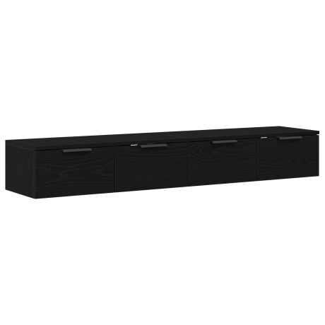 vidaXL Wandkasten 2 stuks Zwart Eiken 68x30x20 cm Bewerkt Hout afbeelding2 - 1