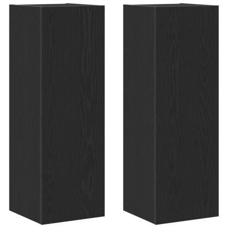 vidaXL Wand TV Kast 2 pcs Zwart Eiken 30,5 x 28,5 x 90 cm Bewerkt hout afbeelding2 - 1