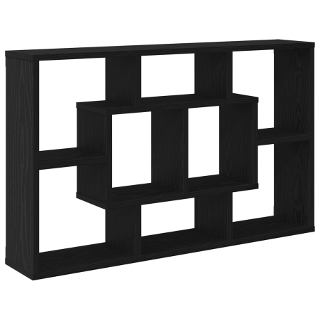 vidaXL Wandplank met plank Zwart Eiken 85 x 16 x 52,5 cm Bewerkt hout afbeelding2 - 1