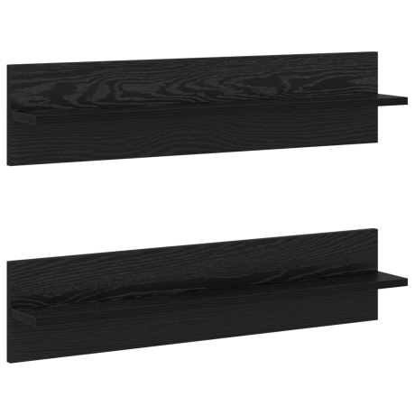 vidaXL Wandplank 2 pcs Zwart Eiken 80 x 11,5 x 18 cm Bewerkt hout afbeelding2 - 1