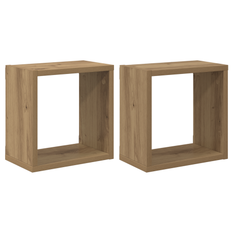 vidaXL Wandschappen met plank 2 pcs Artisan Eiken Bewerkt hout afbeelding2 - 1