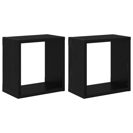 vidaXL Wandschappen met plank 2 pcs Zwart Eiken Bewerkt hout afbeelding2 - 1