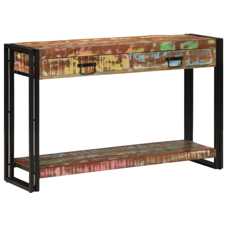 vidaXL Wandtafel 120x33x75 cm massief gerecycled hout meerkleurig afbeelding2 - 1