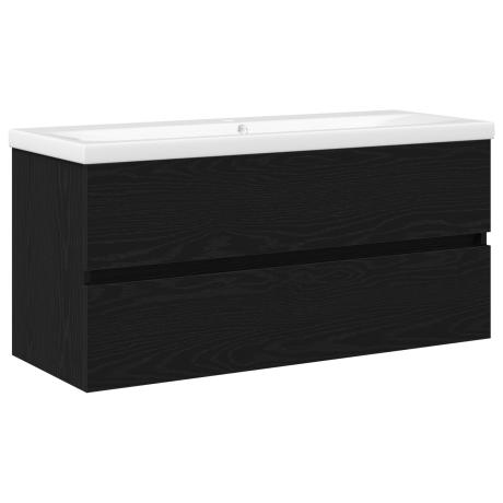 vidaXL Badkamertenk te kast Zwart Eiken 100 x 39 x 62 cm Bewerkt hout afbeelding2 - 1