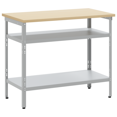 vidaXL Werktafel Grijs, 100x55x85 cm, Van Staal en Geengineerd Hout afbeelding2 - 1